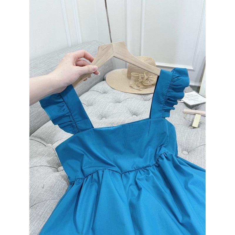 Bộ ngủ babydoll cánh tiên kèm quần giả váy hai tầng chất đũi mát dạo phố xinh xắn 3 màu