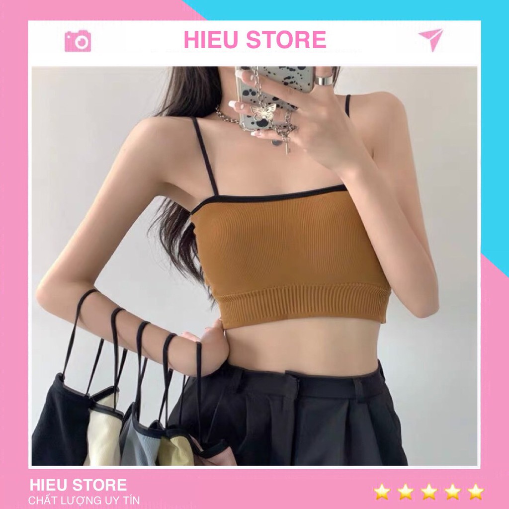 Áo Lót Nữ Cotton Gân Tâm 2 Dây Đệm Mỏng Ôm Ngực Đẹp Giãn Thoải Mái Hieu Store24h - 1537