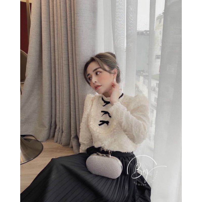 🌈 ÁO SƠ MI REN VAI BỒNG CỔ 3 NƠ 💯