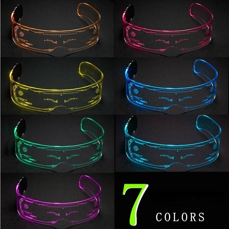 Kính đeo mắt có đèn LED nhấp nháy kiểu dáng công nghệ tương lai Cyberpunk cho quán bar/vũ trường