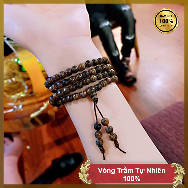 Chuỗi Tràng Hạt 108 Đeo Tay cho Nam và Nữ, Vòng Trầm Hương Thơm Tự Nhiên - Tặng Kèm Dây và Hộp Đựng