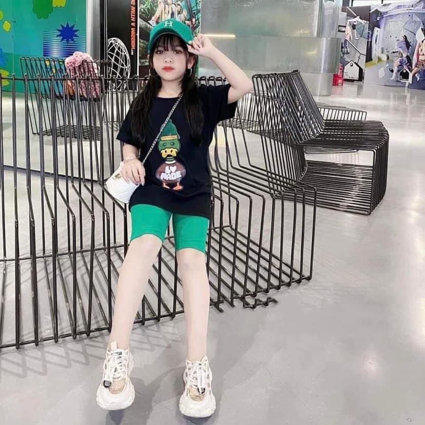 Đồ bộ bé gái vịt xanh QATE887 - bộ quần cho bé gái mặc ở nhà cộc tay QATE900