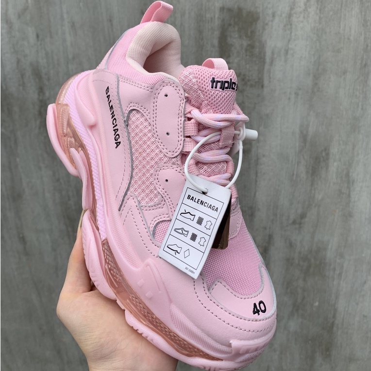 Giày Sneaker Nam Nữ Balen Triple Đế Khí Hồng Phấn , Full Box Pk