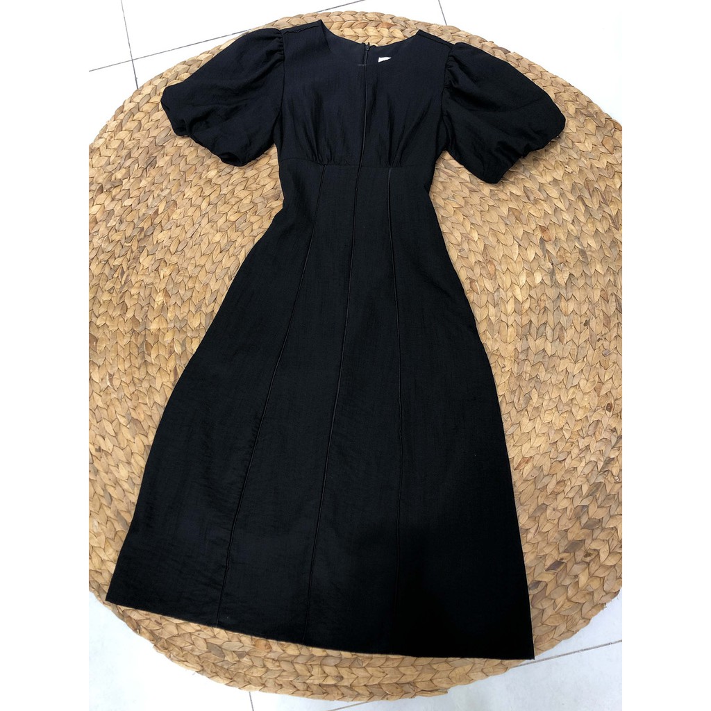 NAPUBEE Váy Maxi Tay Phồng Phối Viền Nổi Thiết Kế Cao Cấp - Đầm Midi Dự Tiệc Dáng xòe BRENNA DRESS | BigBuy360 - bigbuy360.vn