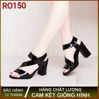 Giày cao gót nữ đẹp đế vuông 7p hàng hiệu rosata hai màu đen xám ro150