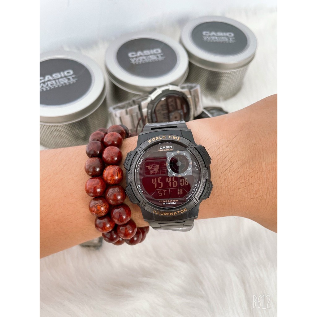 Đồng Hồ Điện Tử Nam 💖𝑭𝑹𝑬𝑬𝑺𝑯𝑰𝑷💖 Đồng Hồ Đeo Tay Casio AE 1000 Mặt Tròn, Dây Thép Không Gỉ | BigBuy360 - bigbuy360.vn