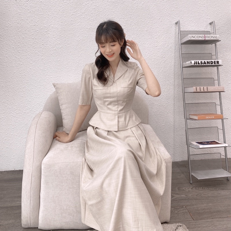 ▼∏❍SET Áo kèm Chân Váy nữ FANSIX - KH03 vải sợi tre óng mịn sang trọng, quý phái | BigBuy360 - bigbuy360.vn