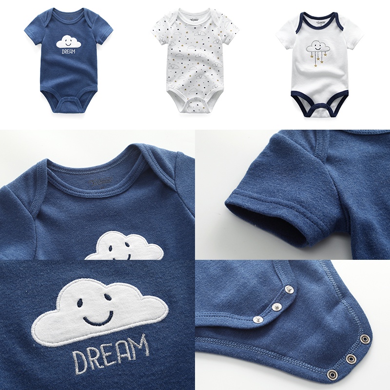 3 miếng bodysuit cho bé Jumpsuit cotton cho bé Bộ bodysuit con trai con gái quần áo trẻ em cho 0-12 tháng
