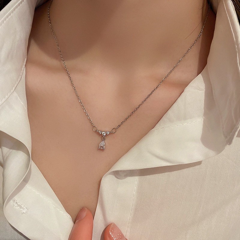 Vòng cổ Mặt Hình Giọt Nước Đính Đá Zircon Đơn Giản Phong Cách Hàn Quốc