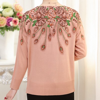 Áo khoác len mỏng trung niên - Áo cardigan len họa tiết hoa có size 4XL - Vincent shop