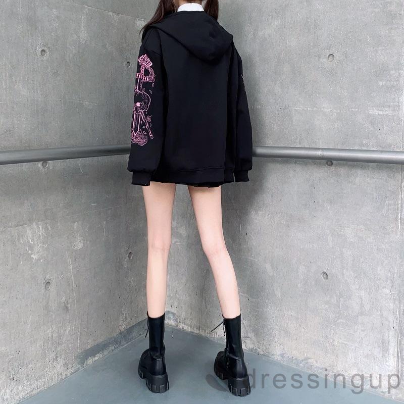 Áo Thun Nữ Tay Dài In Hình Đầu Lâu Cá Tính