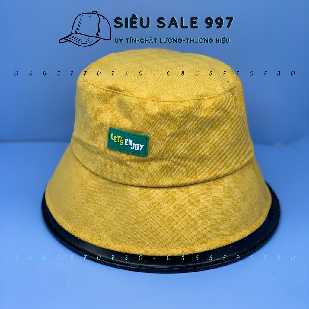 NÓN BO CỤP ENJOY THÊU LOGO HỌA TIẾT CARO NHIỀU MÀU FORM CỤP SIÊU ĐẸP