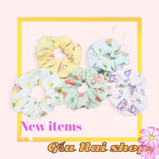 Set cột tóc vải scrunchies họa tiết cute