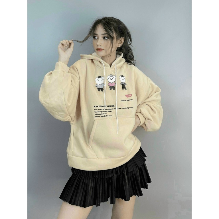Áo Khoác Hoodie Sweater Tay Bồng Nỉ Ngoại Cực Hot Tp Có Túi Trước 3 Con Gấu Siêu Xinh HHP