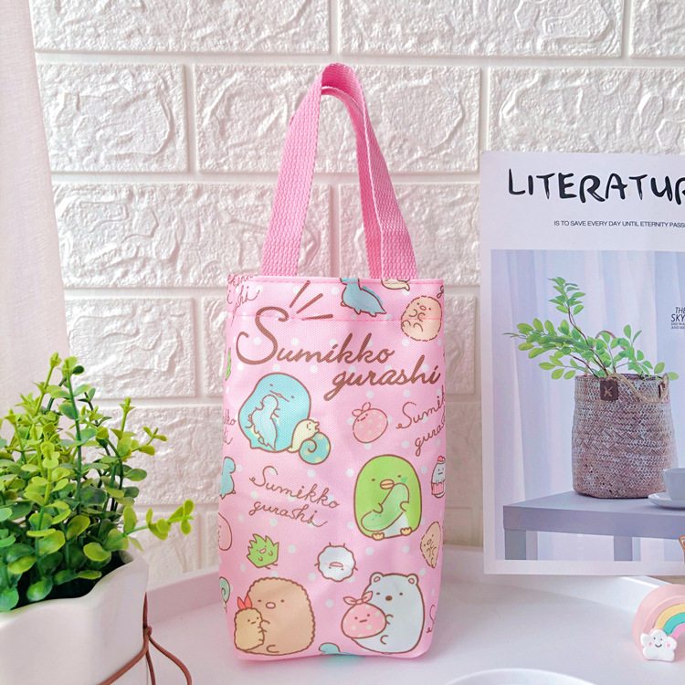 Túi vải canvas đựng bình nước họa tiết hoạt hình Nhật Bản xinh xắn