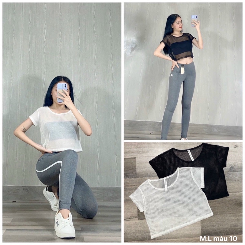 Áo Croptop lưới tập gym_ yoga, áo tanktop tập gym yoga nữ