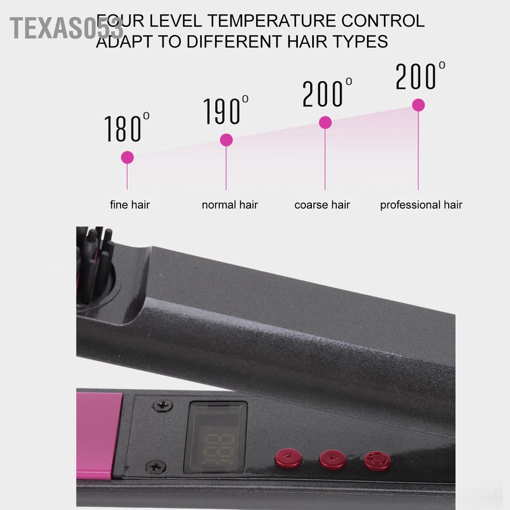Texas053 Máy Duỗi Tóc 3 trong 1 Có Lược Điện Tạo Kiểu Đa Năng Bàn ủi Chống Da Đầu Mượt 110‑240V