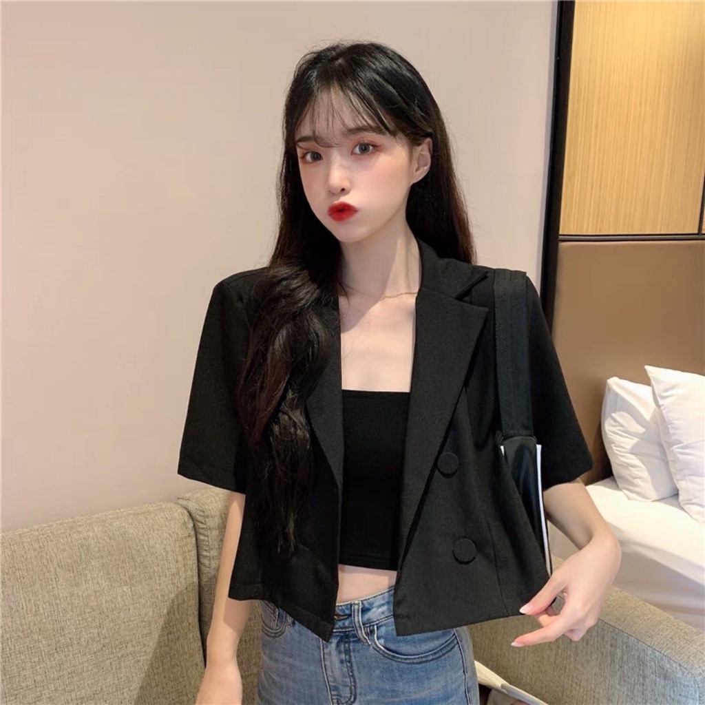 Áo Khoác Blazer Nữ Cổ Vest Tay Lỡ Dáng Croptop - Blazer Cộc Tay Dáng Lửng Mix Áo Quây -  Áo Vest Khoác Ngoài Nâu Đen Be | BigBuy360 - bigbuy360.vn