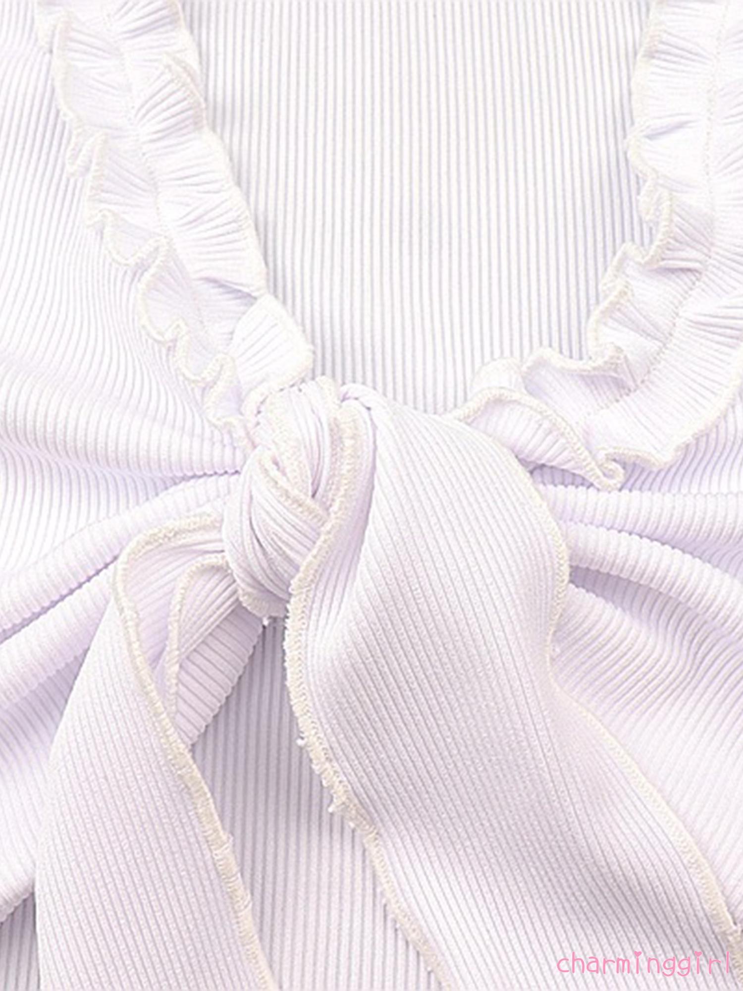 Áo thun croptop tay ngắn cổ chữ V sâu gợi cảm cột dây phía trước màu trơn dành cho bạn nữ | BigBuy360 - bigbuy360.vn