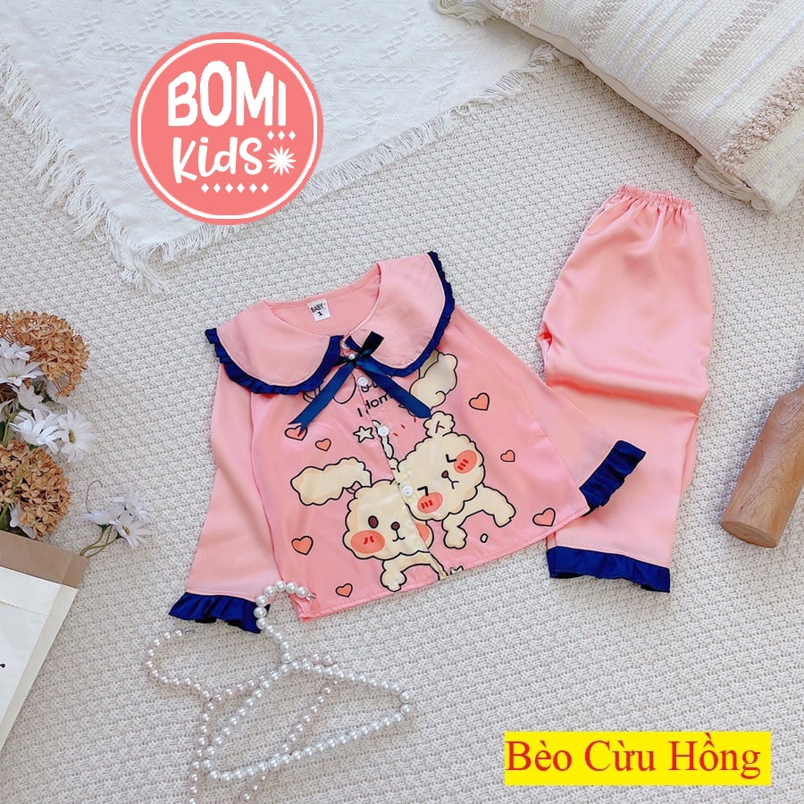 [ 6KG - 18KG ] Đồ Bộ Bé Gái Mặc Nhà dài tay cao cấp Pijama Lụa 3D Cao Cấp Cho Bé