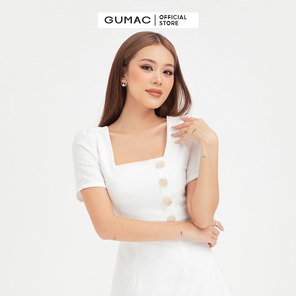 [Mã WABRGU155 giảm 15% tối đa 50k đơn 199k] Đầm body nữ GUMAC thiết kế dáng ôm màu trắng DB429 | BigBuy360 - bigbuy360.vn