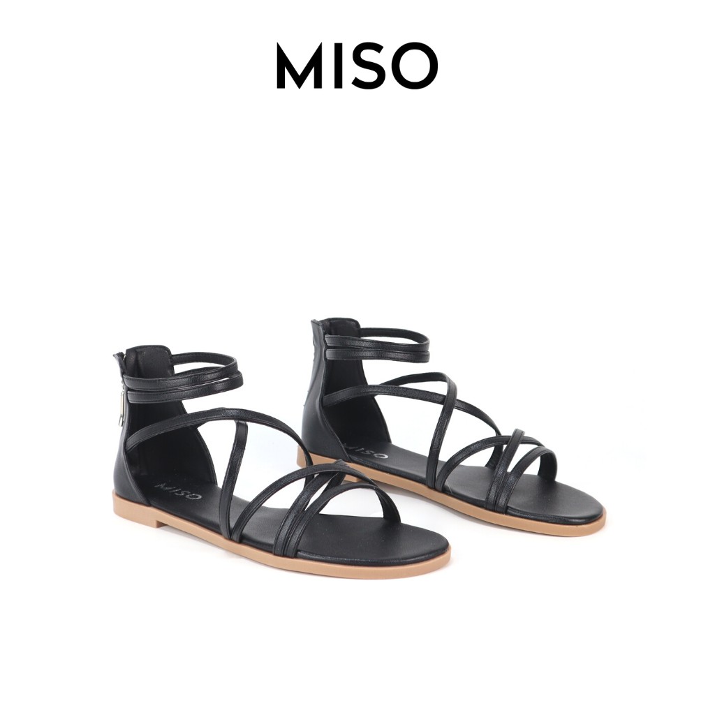 [Mã BMBAULT30 giảm đến 30K đơn 99K] Giày Sandal Chiến Binh Bohemian Nữ Đế Bệt Đan Dây Phối Dây Kéo Trẻ Trung MISO M041