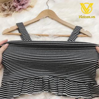 Áo croptop kẻ 2 dây bèo < Siêu Hot 2019 >
