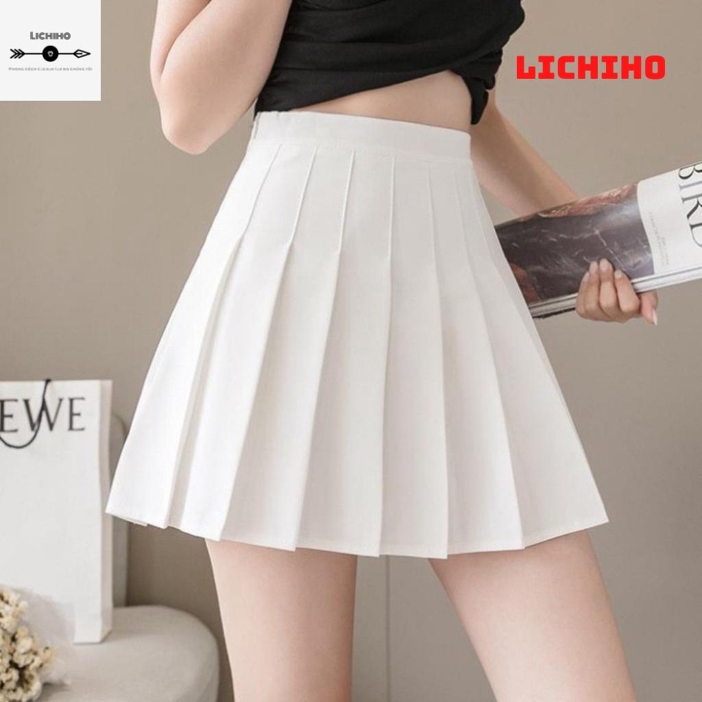 Chân váy xếp ly chữ A kiểu tennis CV03 LICHIHO xòe nhều lưng cạp cao (có quần trong)