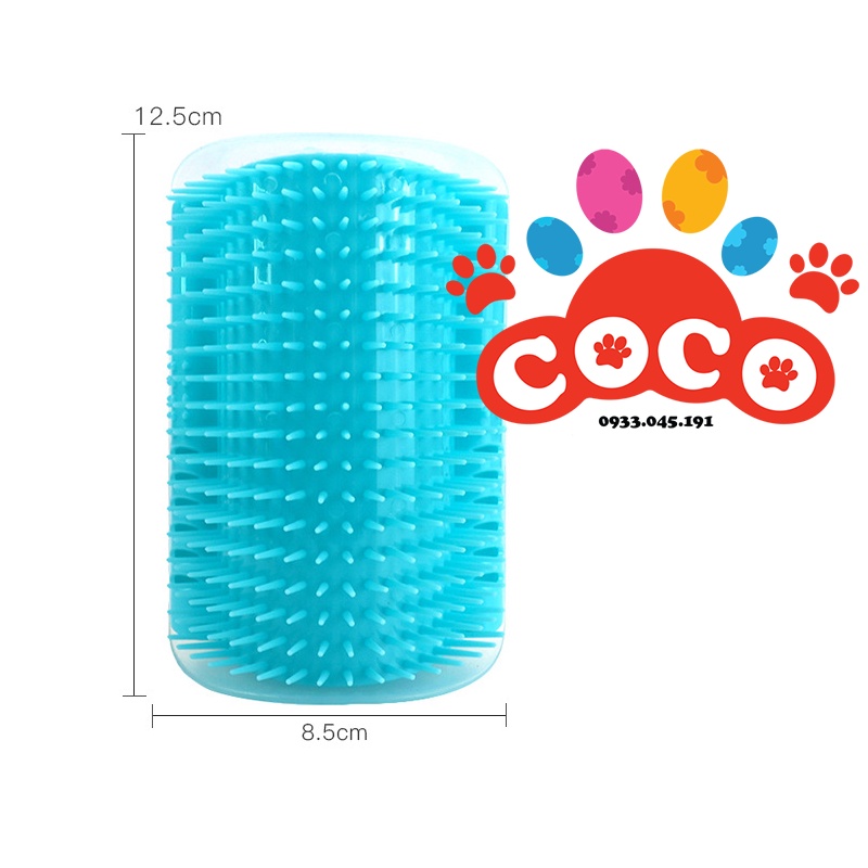 Đồ chơi/Bàn chải massage gãi ngứa gắn tường cho mèo (kèm dán tường + vít + catnip)