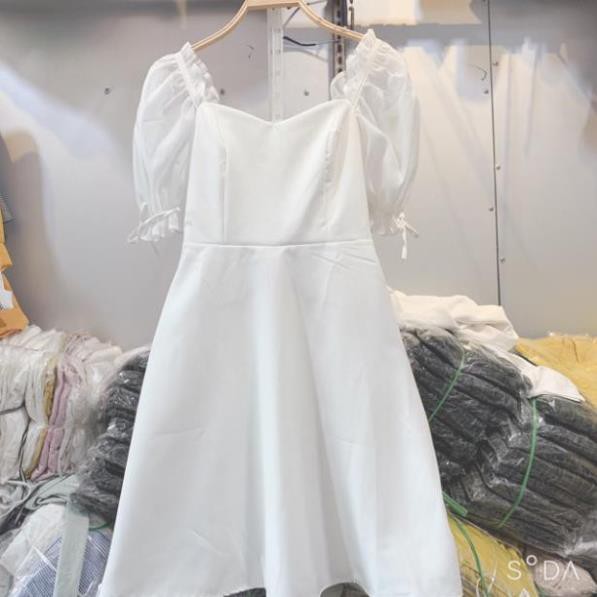 Đầm trắng xòe tay phồng dễ thương -Váy trắng dự tiệc cao cấp- Hàng thiết kế Free Ship Shop Xuka Shop Đẹp !