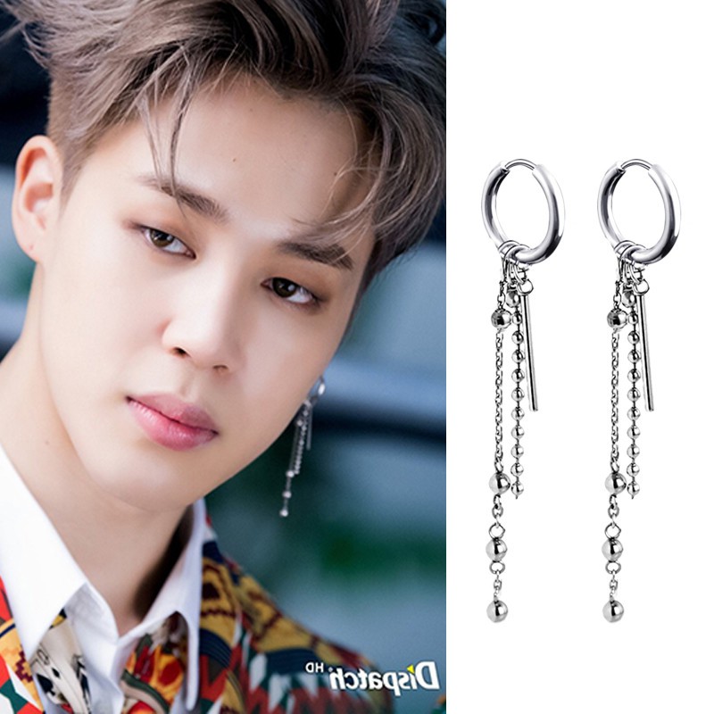 Khuyên tai titan IDOL unisex Jimin BTS có loại không cần bấm lỗ