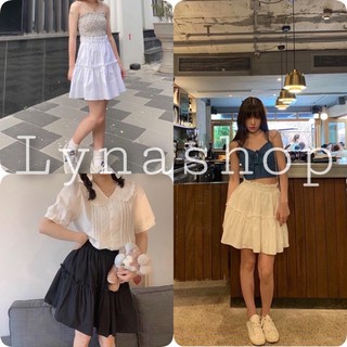 Chân Váy Xòe 2 Tầng 🍉 Váy Ngắn Nữ Chất Đũi Kèm Lót 2 Màu, chân váy 2 màu đen trắng mix được nhiều dáng áo.