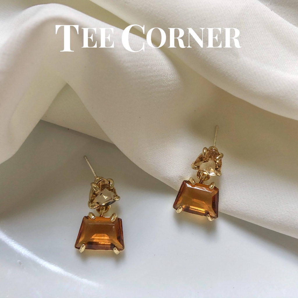 Khuyên Tai Đính Đá Hổ Phách Thời Trang