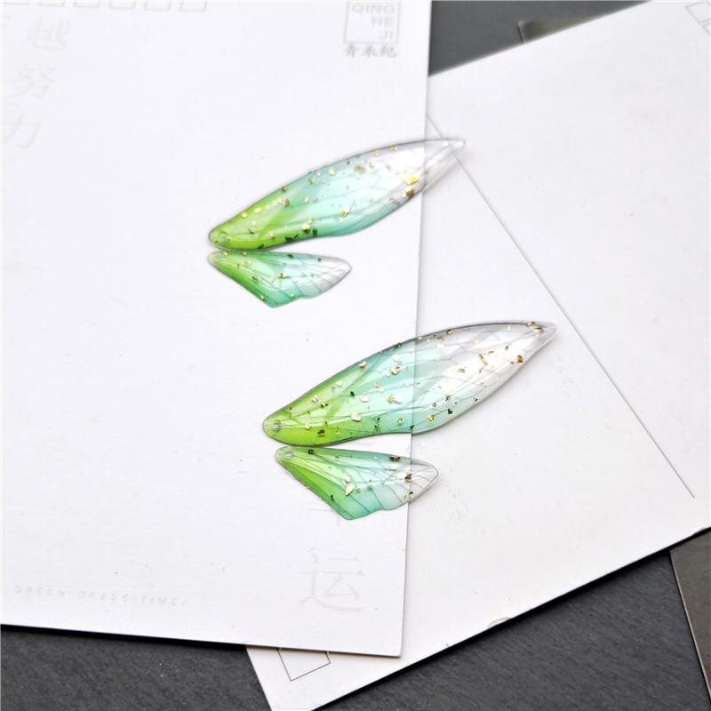 [Nguyên liệu làm trâm] 1 cặp cánh bướm phủ resin