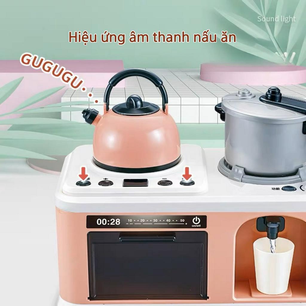 Bộ Bếp nấu ăn cho bé đa chức năng 30 chi tiết hiệu ứng hơi nước đồ chơi nhà bếp thế giới đồ chơi 1104