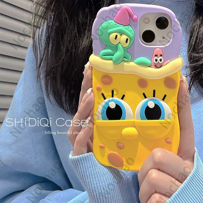 Phù Hợp Ốp Điện Thoại Silicon In Hình SpongeBob Cho Iphone 14 pro max 13 Promax 12 11 14promax