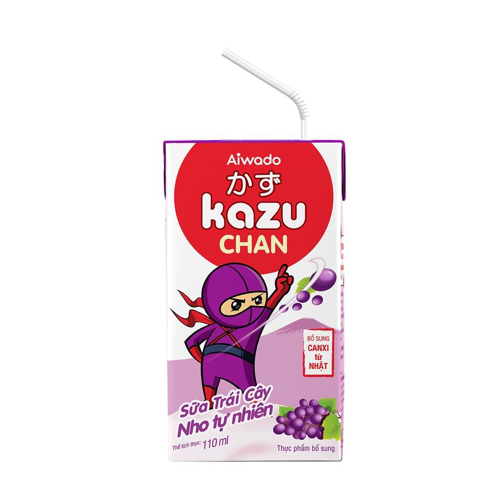 Aiwado Kazu Chan - Sữa trái cây Nho tự nhiên (Thùng 48 hộp 110ml)