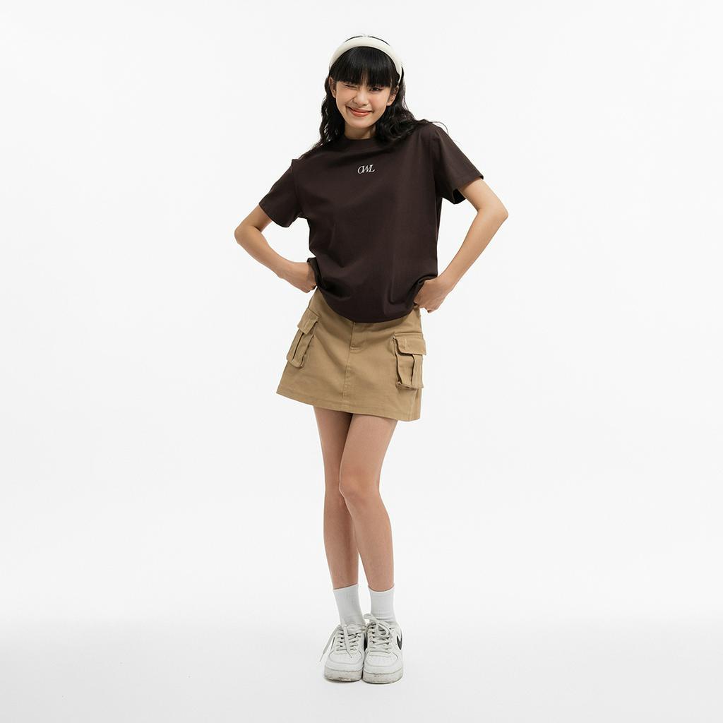 Áo thun nữ Owlbrand thêu logo /Nâu