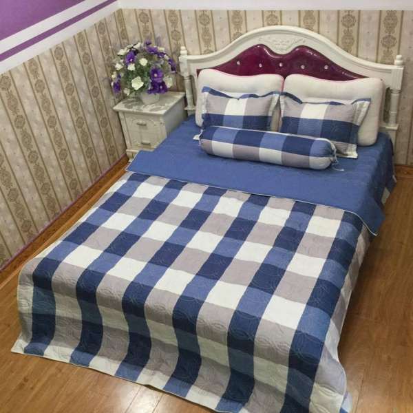 BỘ CHĂN GA COTTON CARO POLY 5 MÓN CHẤT LIỆU ĐẸP I CHĂN GA 2 GỐI NẰM 1 GỐI ÔM I CHĂN GA LÀM QUÀ TẶNG 5.0