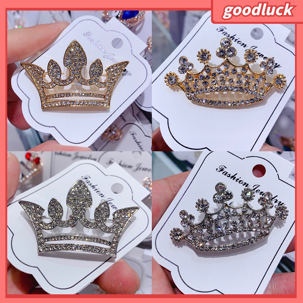 Trâm Cài Áo Hình Vương Miện Đính Đá Và Ngọc Trai Thời Trang