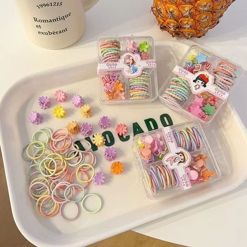 Set Dây Buộc Tóc Mix Kẹp Tóc Càng Cua Cho Bé