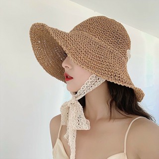 Nón cói, mũ cói mềm móc tay dây ren buộc cổ