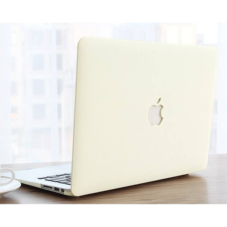 Combo ốp +phủ phím Macbook kem pastel (Tặng kèm nút chống bụi và bộ chống gãy sạc)