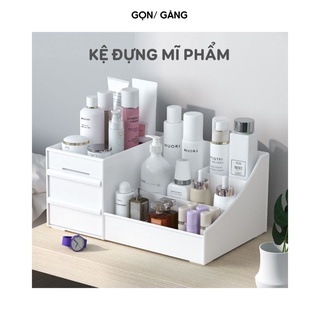 Kệ để bàn kệ mỹ phẩm trắng 3 tầng mini đựng mỹ phẩm giá decor bàn trang điểm bàn học phong các Hàn Quốc Gọn Gàng