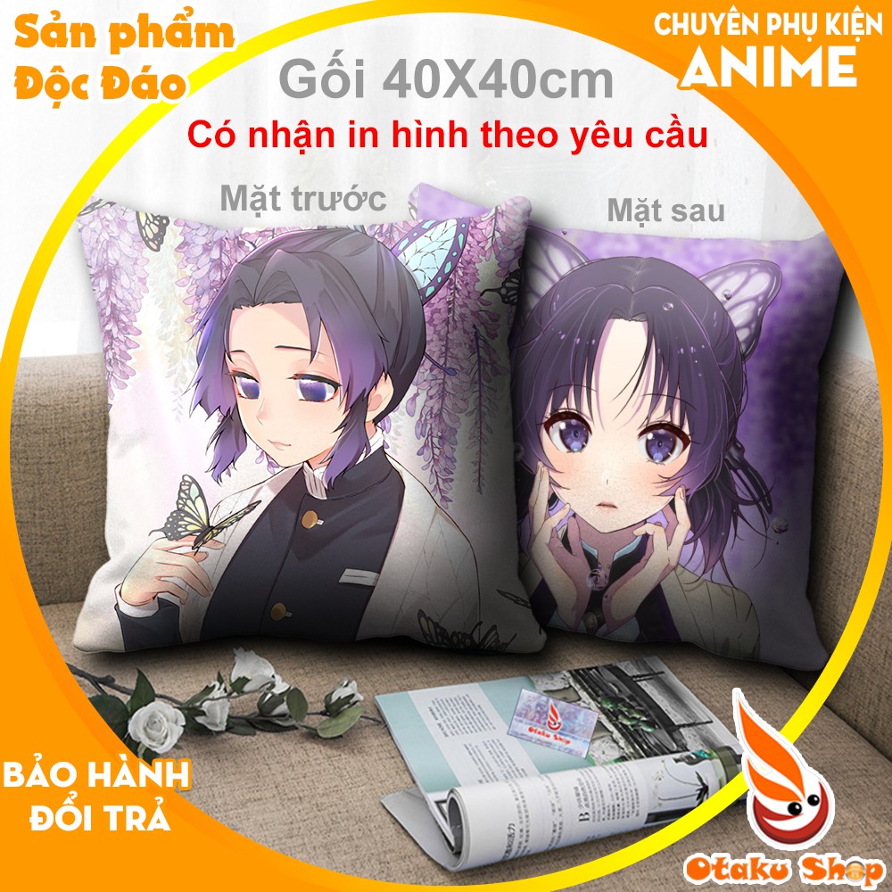 Áo gối Anime Kimetsu No Yaiba Thanh gươm Diệt Quỷ hình Shinobu kích thước 40x40 cm dùng để ghé sofa tựa lưng