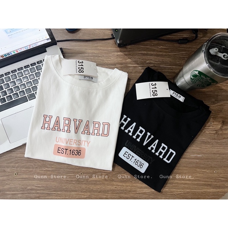 Áo Thun 3158 In Chữ HARVARD Form Rộng Unisex Chất Cotton Khô Loại 1, Thoáng Mát, Thấm Hút Mồ Hôi - GUNN