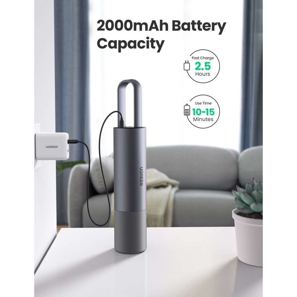 Máy hút bụi ô tô di động UGREEN 80645 Công suất cao 5500Pa 85W pin 2000mAh - Hàng phân phối chính hãng