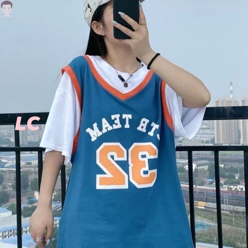 Áo phông unisex bóng rổ phối viền tay lỡ | WebRaoVat - webraovat.net.vn
