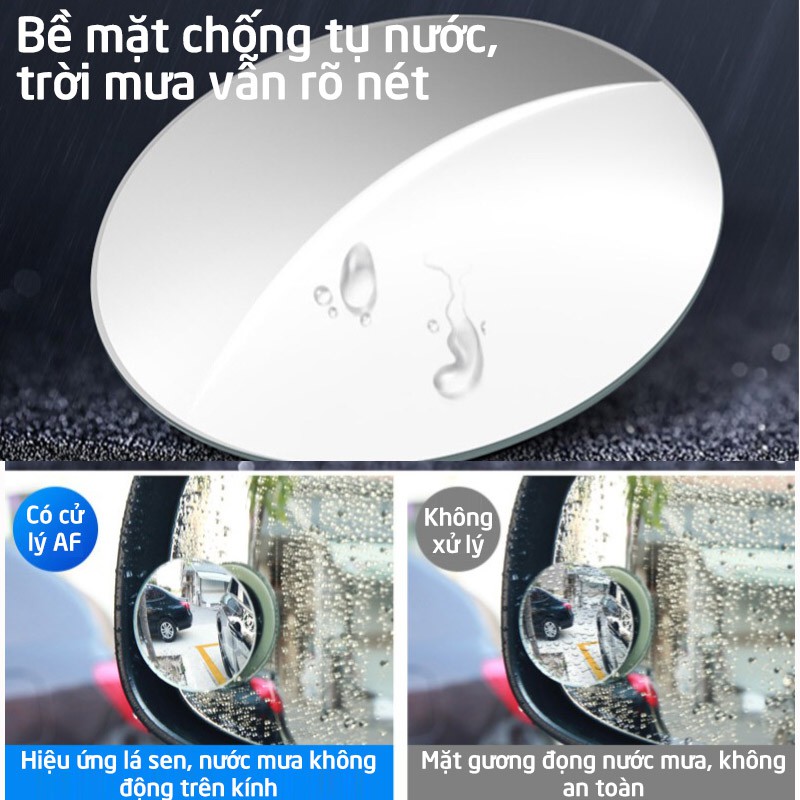 Bộ 2 gương cầu lồi dán kính chiếu hậu ô tô,xe hơi xoay 360 độ,gương xóa điểm mù chống chói xóa góc chết_GCH01