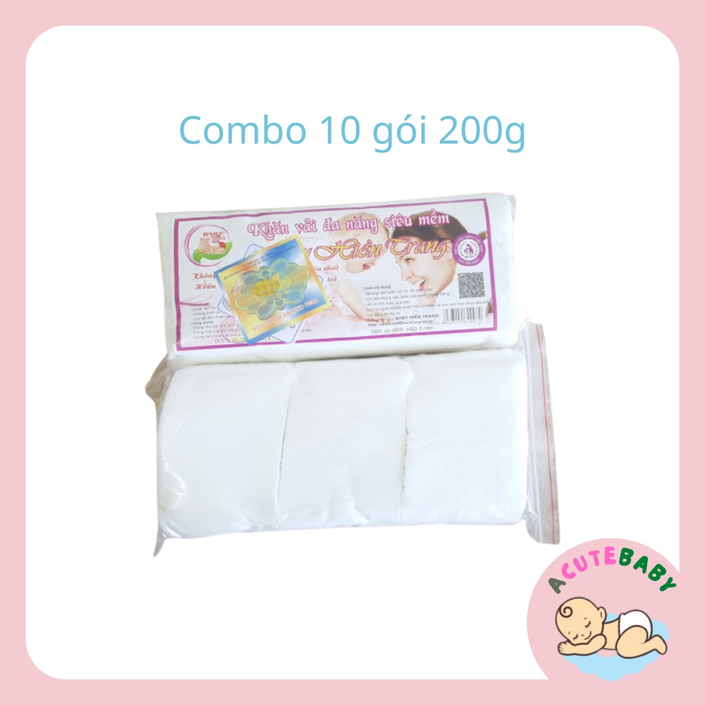 Khăn vải khô đa năng Baby Hiền Trang Gói 200g (Sỉ) 16 Bịch